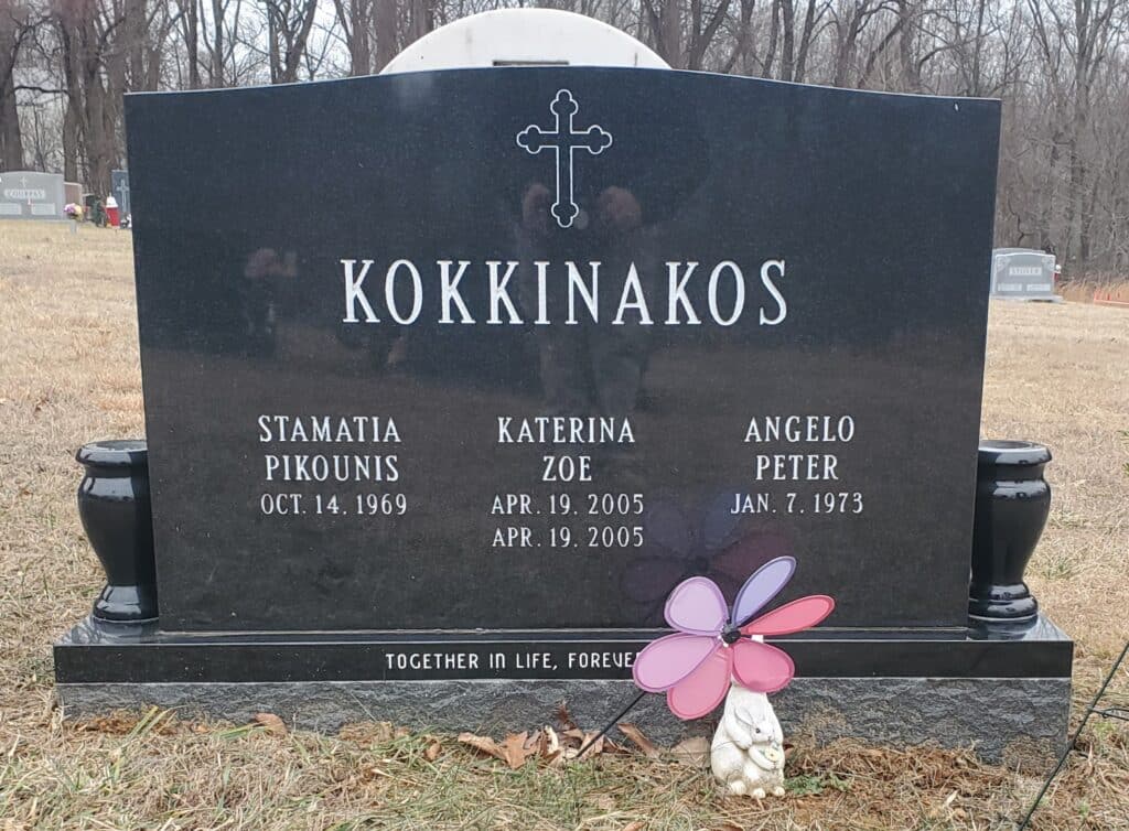 black Greek triple companion monument with Greek cross