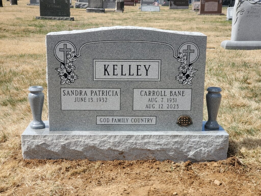 classic Two-name headstone with decorative cross design